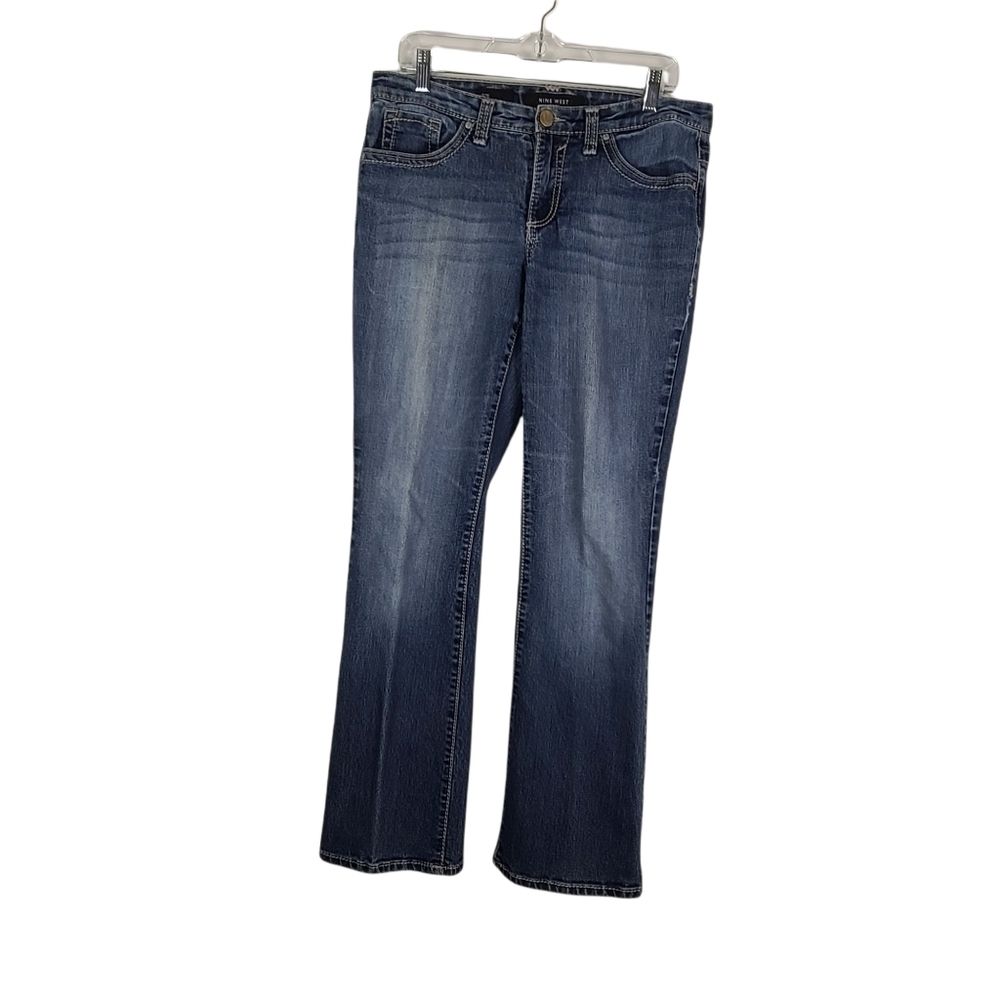 Nine West Embroidered Bling Bootcut Jeans sz 10